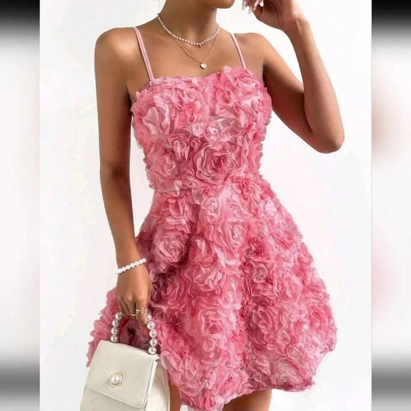 Privé 3d Flower Mesh Cami Dress - Picture 3 of 6